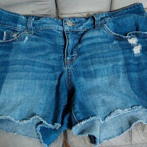Distressed Blue Jean Shorts